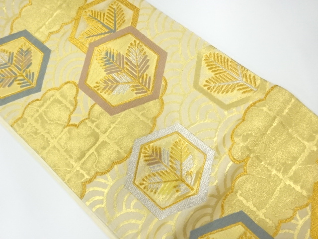 JAPANESE KIMONO / ANTIQUE FUKURO OBI / SILK / WOVEN KIKKO PATTERN
